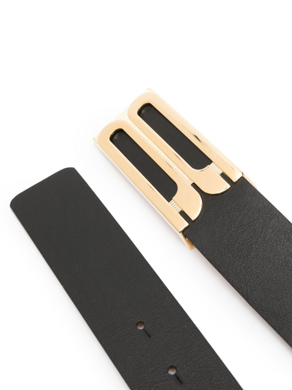 logo-plaque leather belt - 2