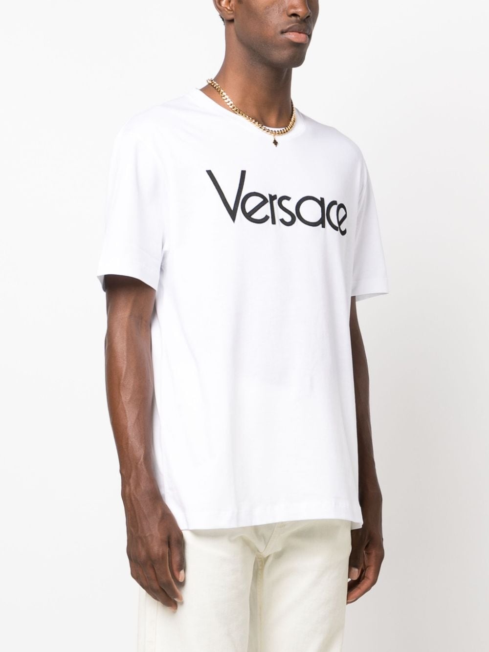 logo-embroidered cotton T-shirt - 3