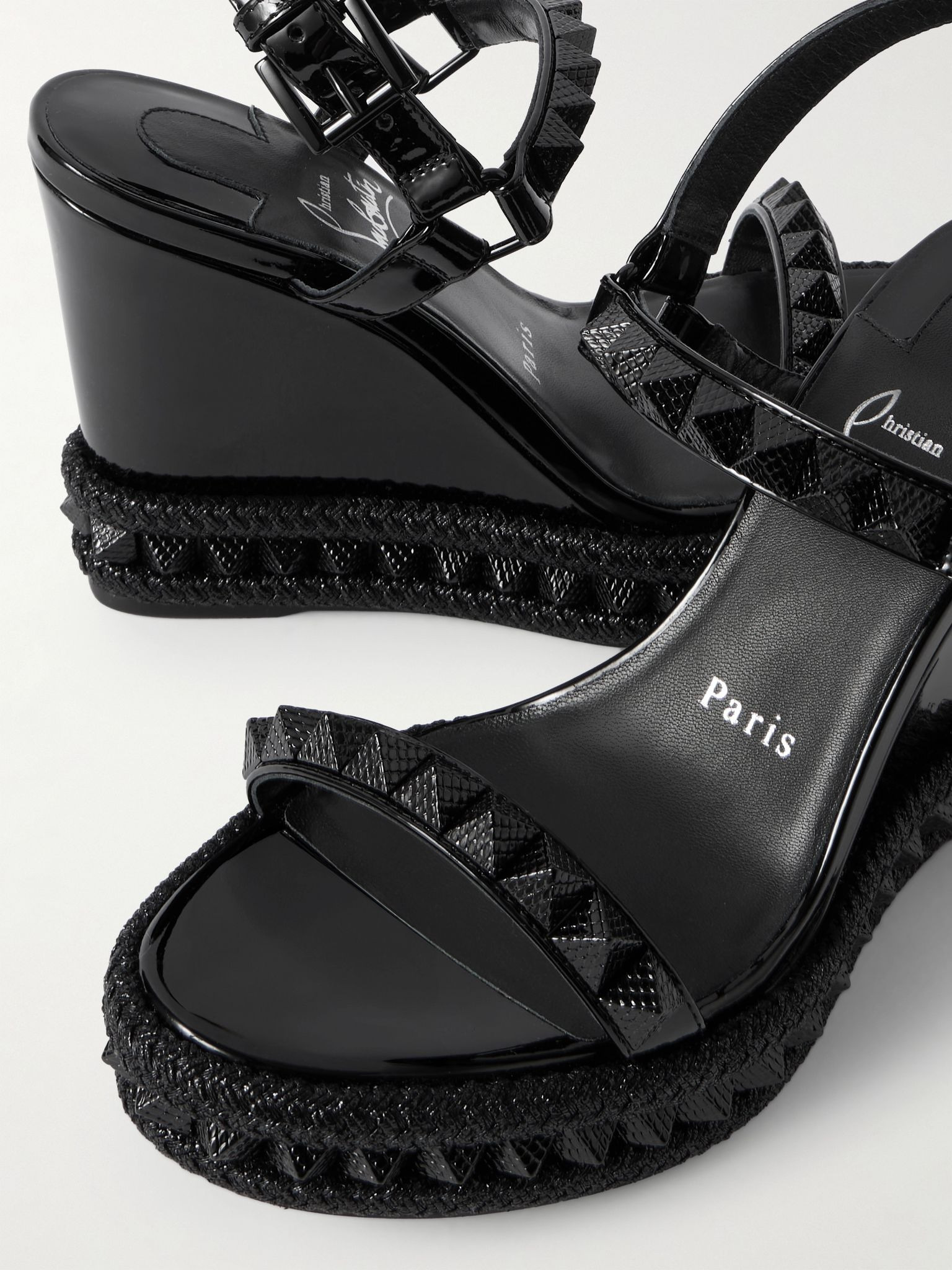 Pyraclou 110 studded leather wedge sandals Black - 4