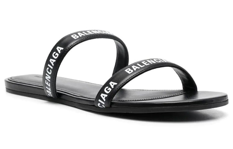 (WMNS) Balenciaga Logo Sandals 'Calf Black' 694999WCAE11090 - 2