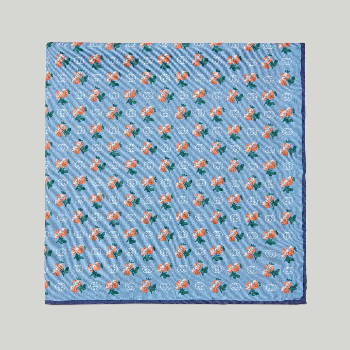 Interlocking G floral print silk pocket square - 2