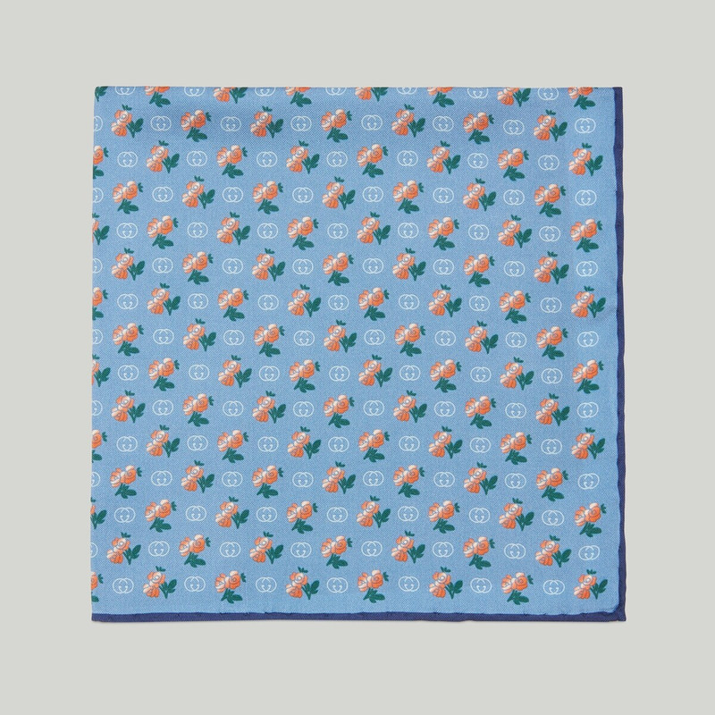 GUCCI Interlocking G floral print silk pocket square outlook
