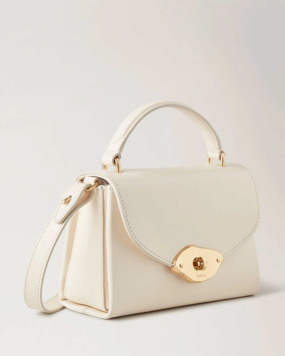 Small Lana Top Handle Eggshell High Gloss Leather - 4