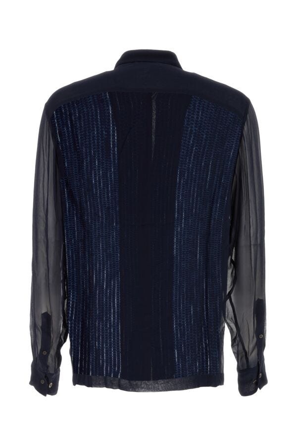 Dries Van Noten Man Blue Crepe Clasens Shirt - 2