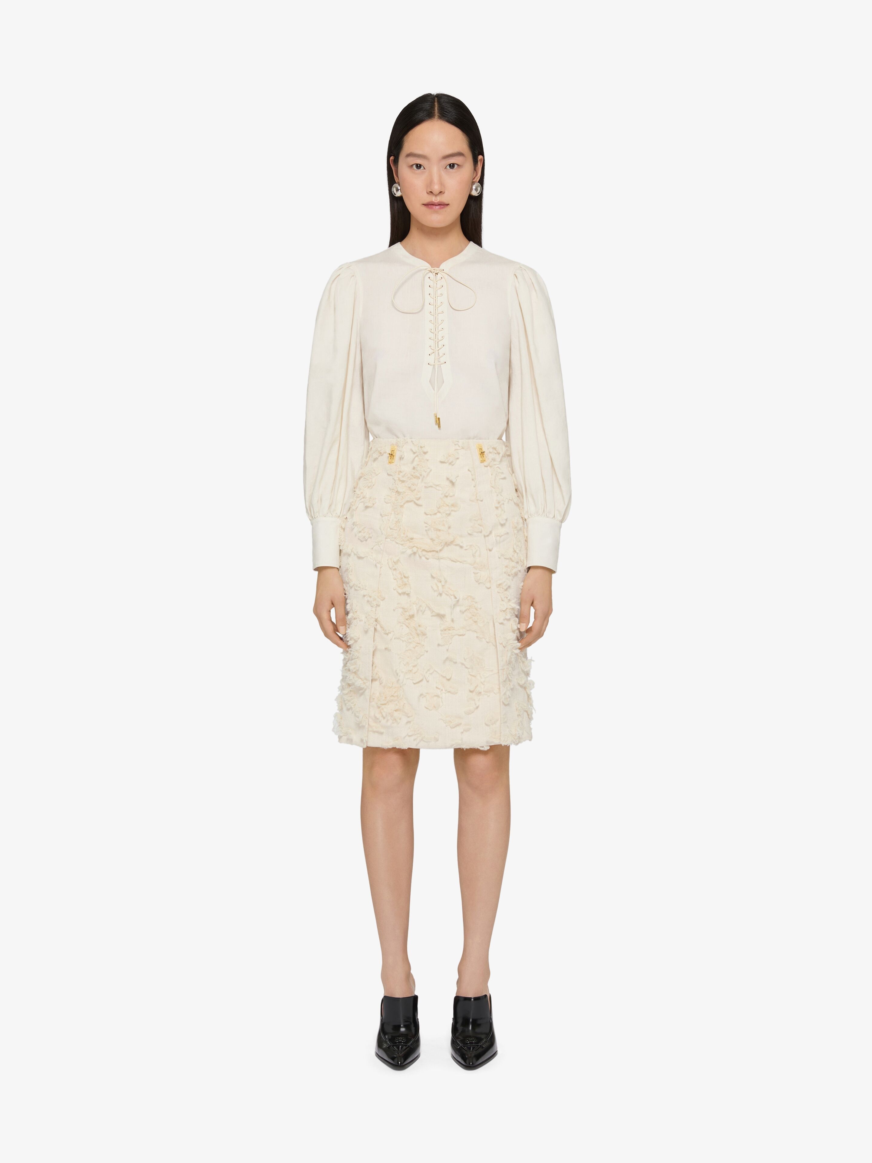 BLOUSE IN LINEN WITH LACES WITH 4G EMBROIDERY - 2