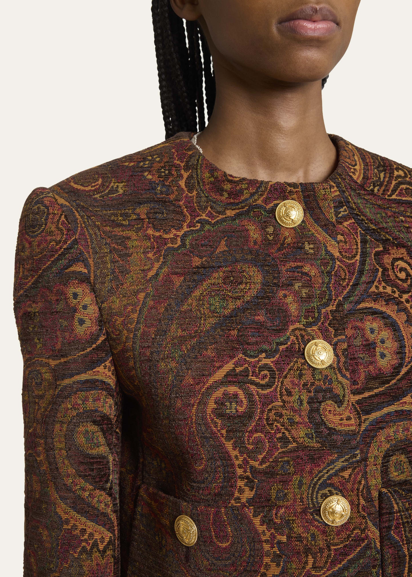 Paisley Velvet Single-Breasted Jacket - 5