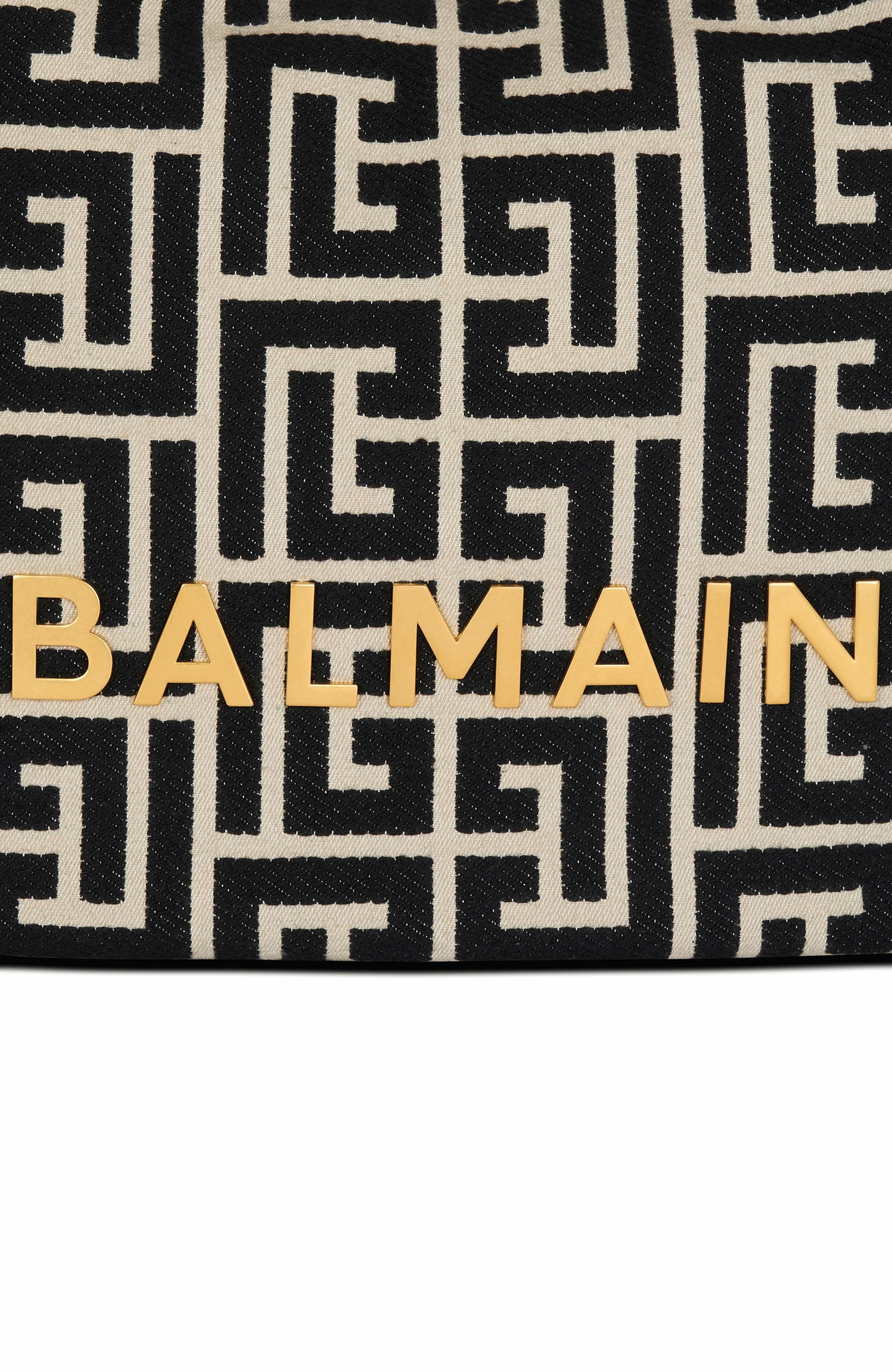 Balmain 1945 Soft Hobo Large monogrammed jacquard tote bag in Black at Nordstrom - 7