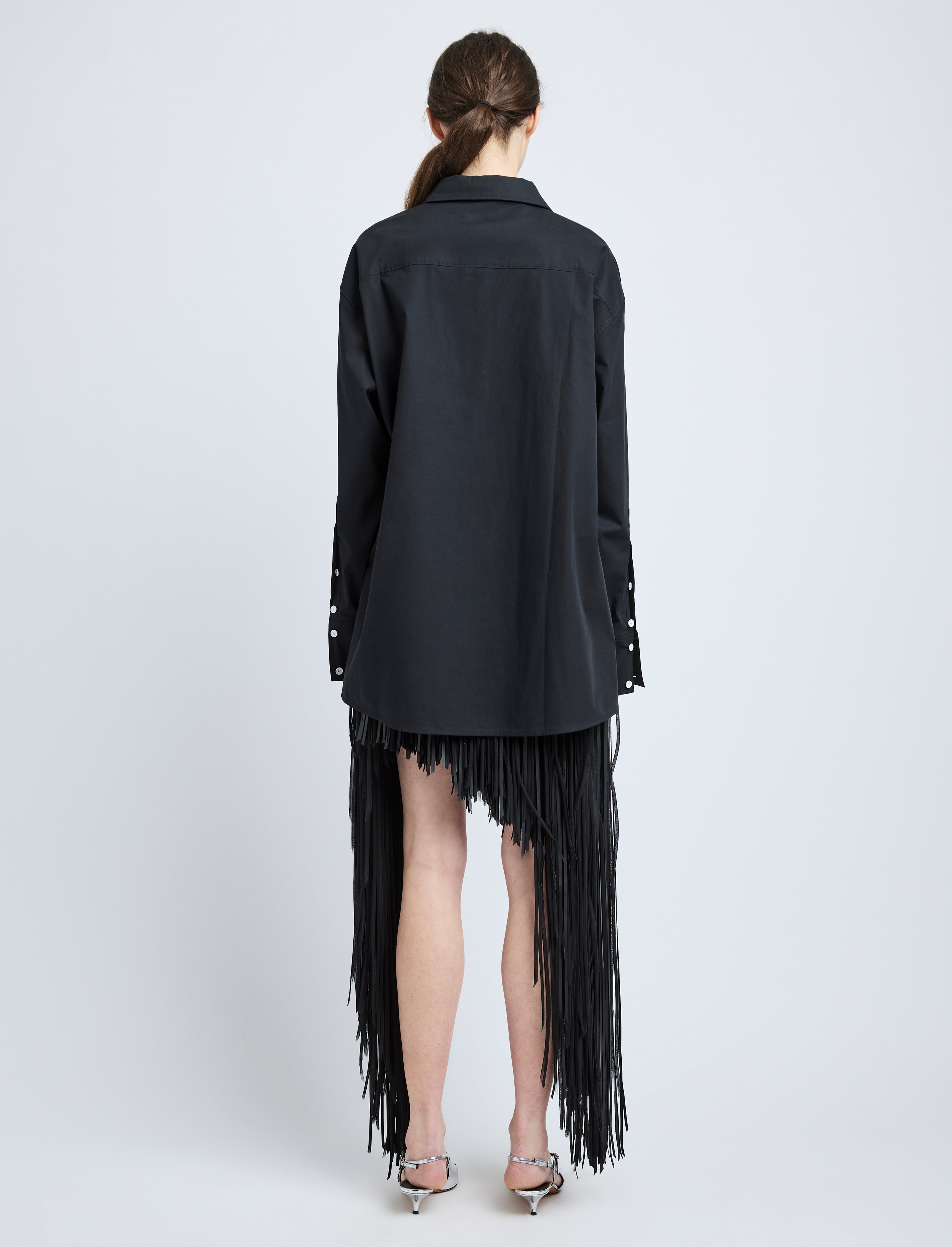 Phia Skirt in Leather Silk Fringe - 4
