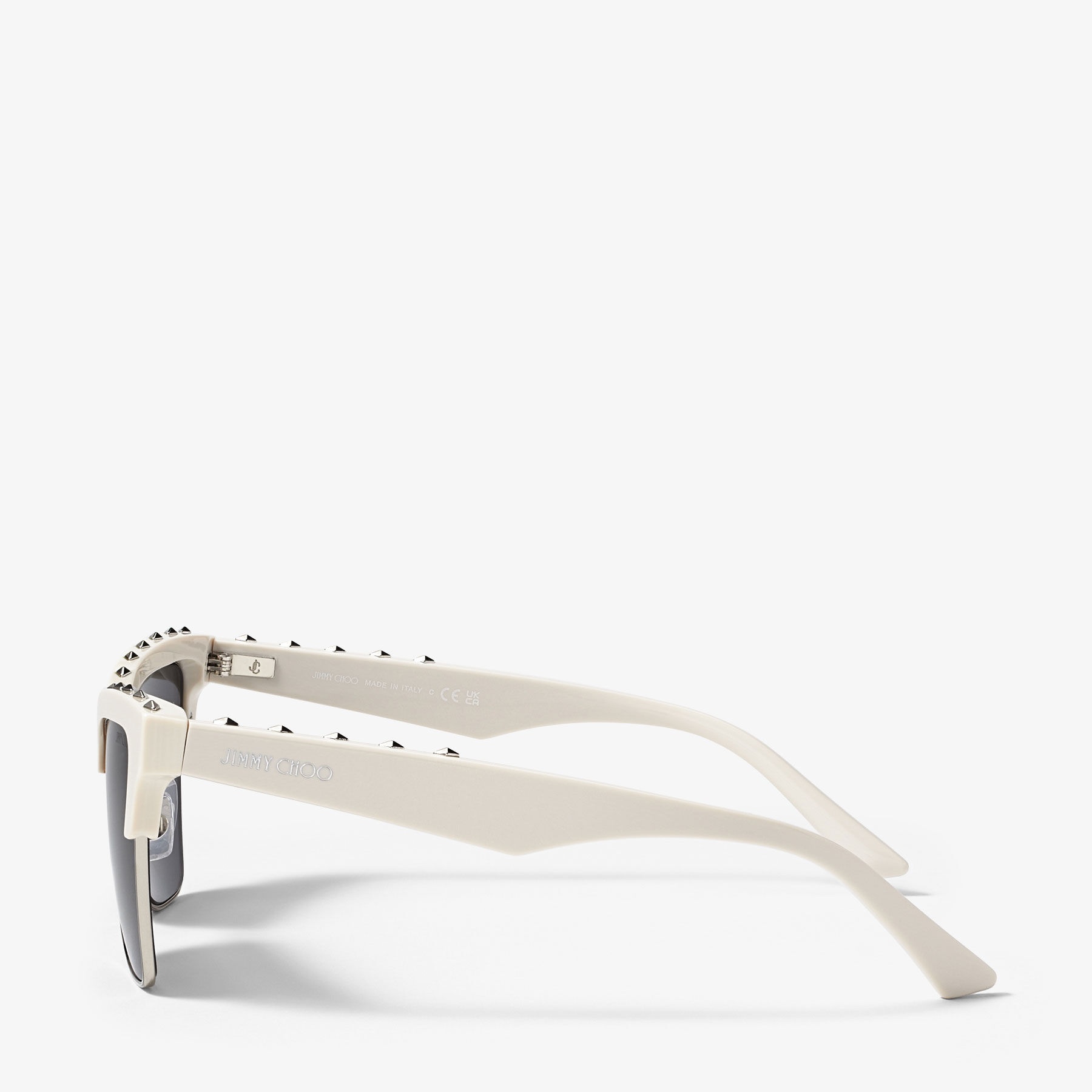 Maxime
White Butterfly Frame Sunglasses with Studs - 2