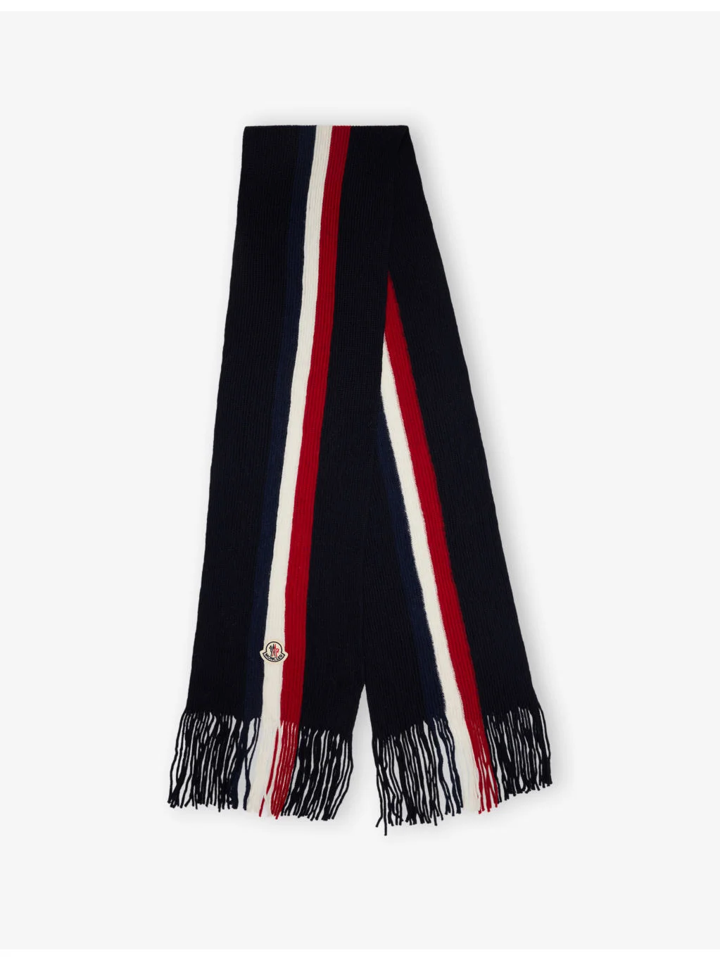 Tricolour Fringed Wool Scarf - 1