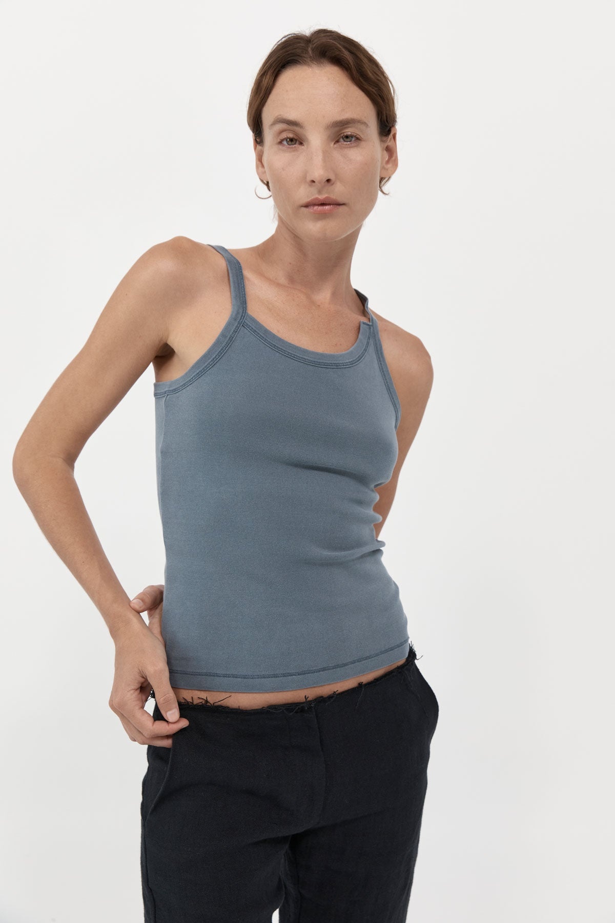 Organic Cotton Abstract Singlet - Diesel Grey - 5