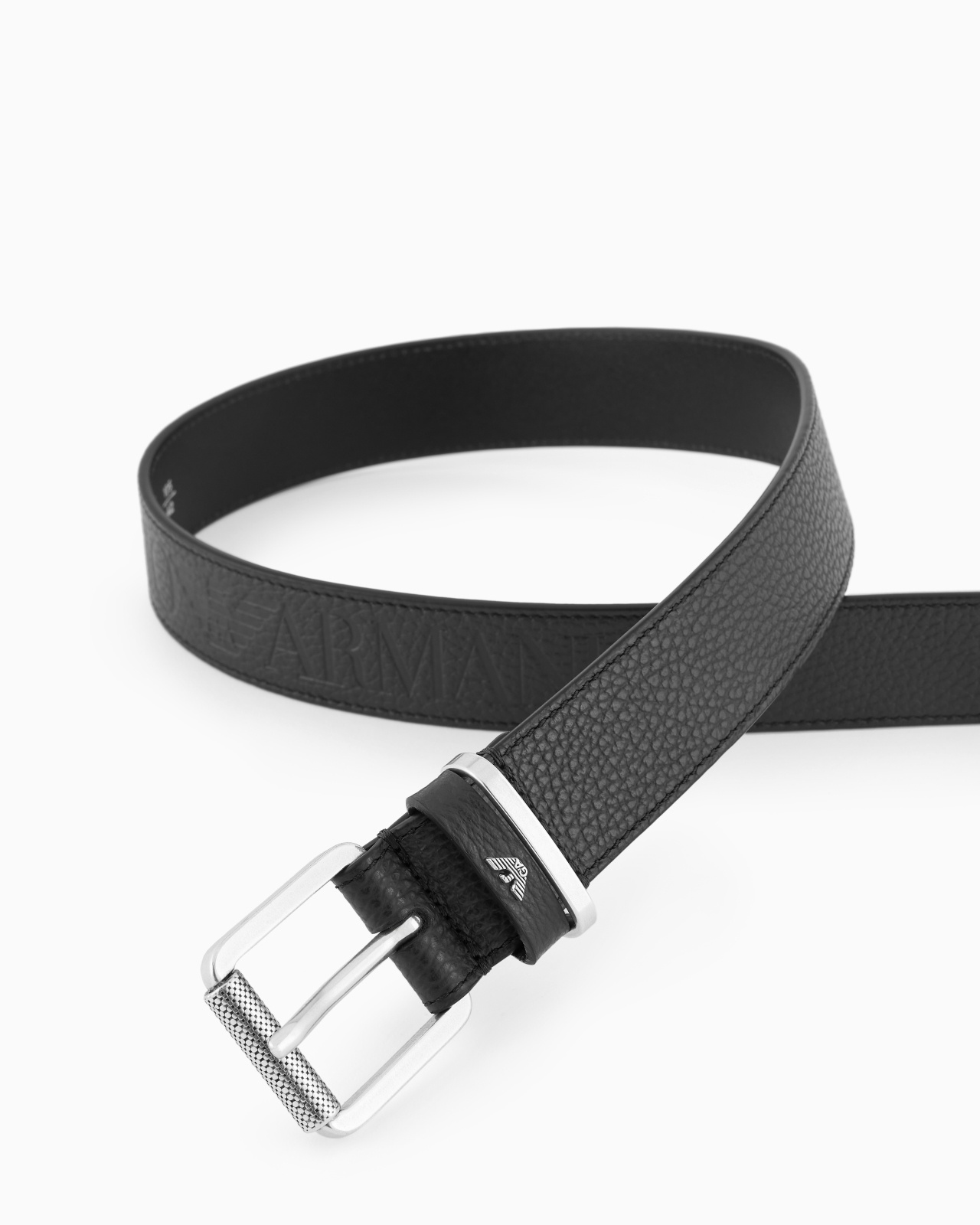 PEBBLED LEATHER BELT WITH OVERSIZED LOGO LETTERING - 2