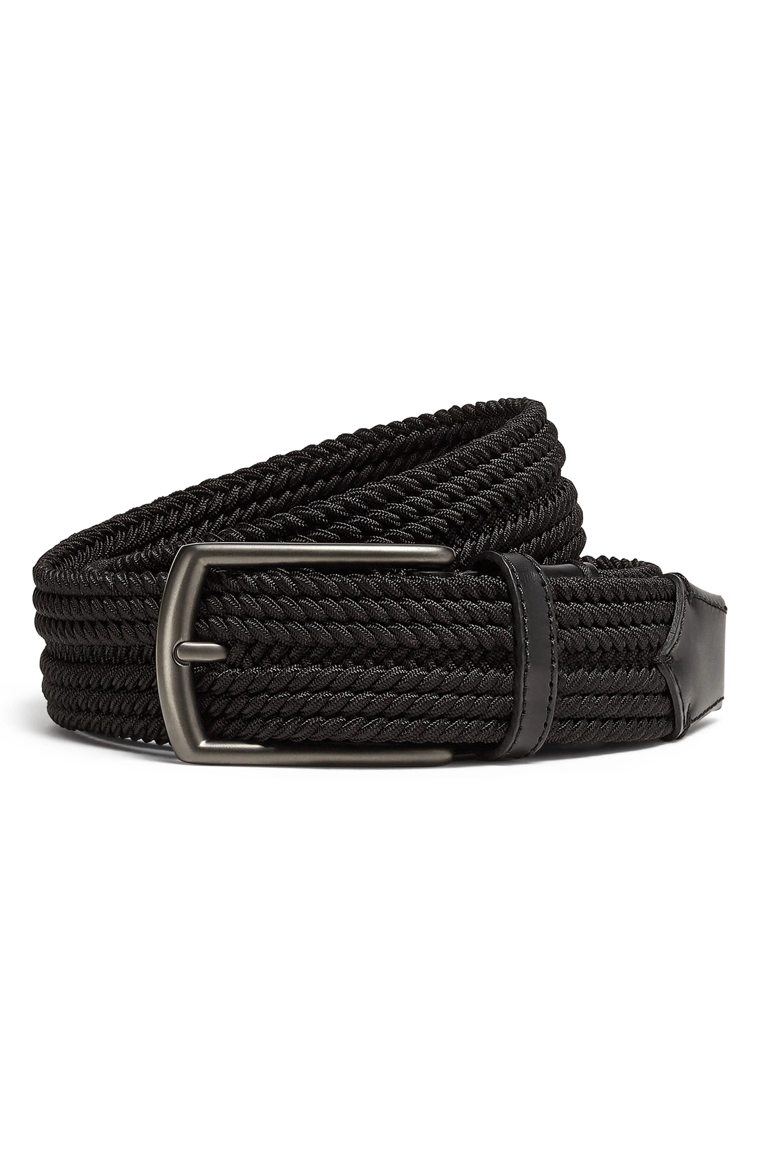 ZEGNA Triple Stitch™ Buckle Braided Belt in Black at Nordstrom - 1