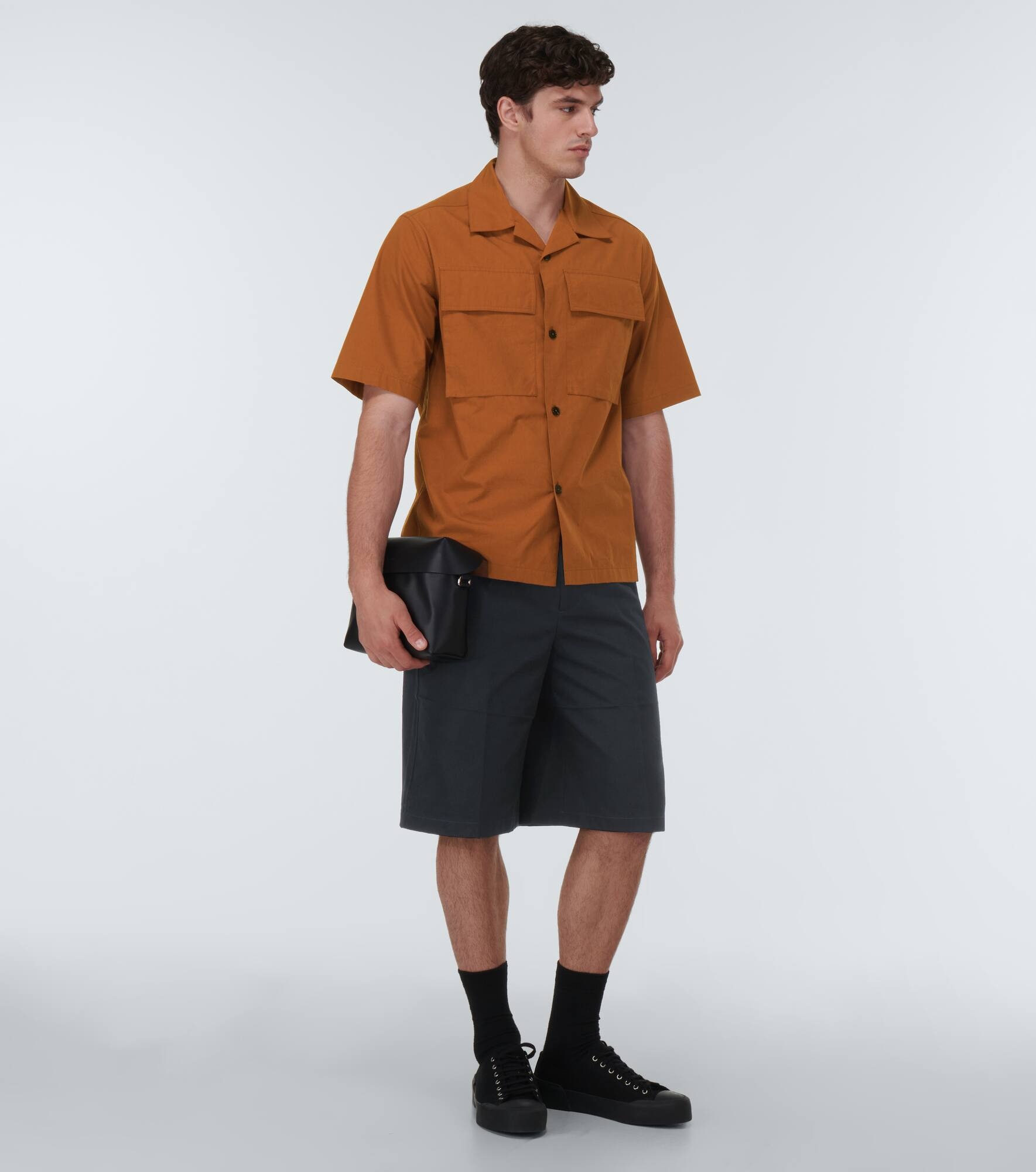 Wool gabardine belted shorts - 2