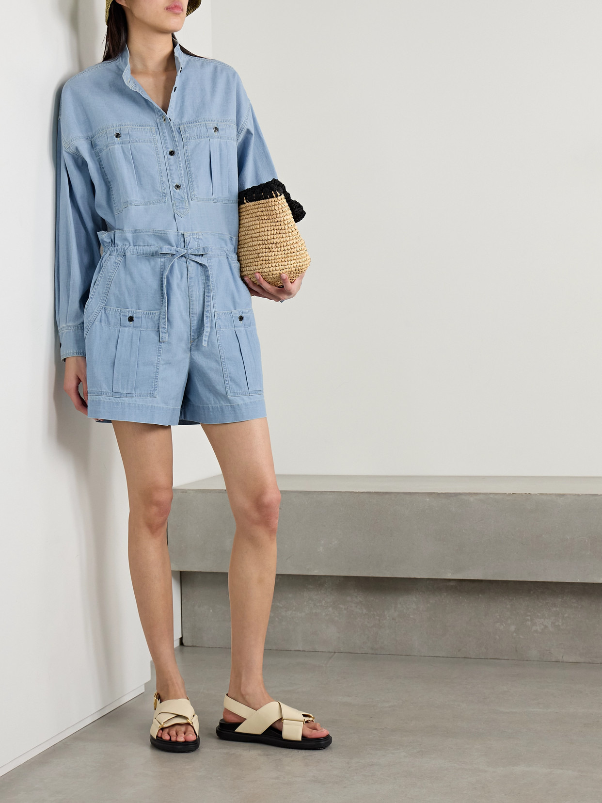 Valdina Cotton-chambray Shorts - 2
