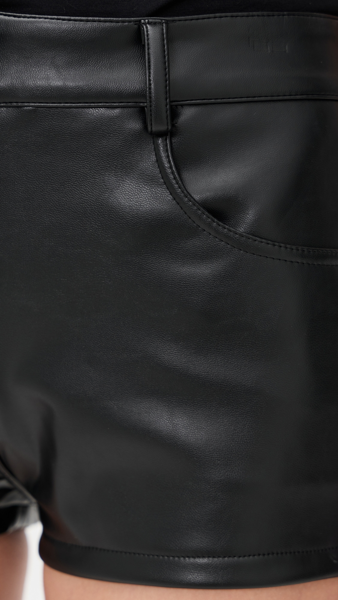 High Waist Faux Leather Shorts - 5