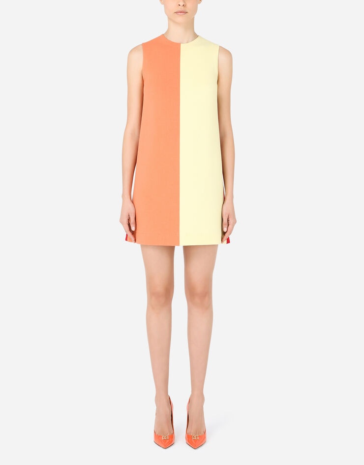 Short multi-colored crepe dress - 1