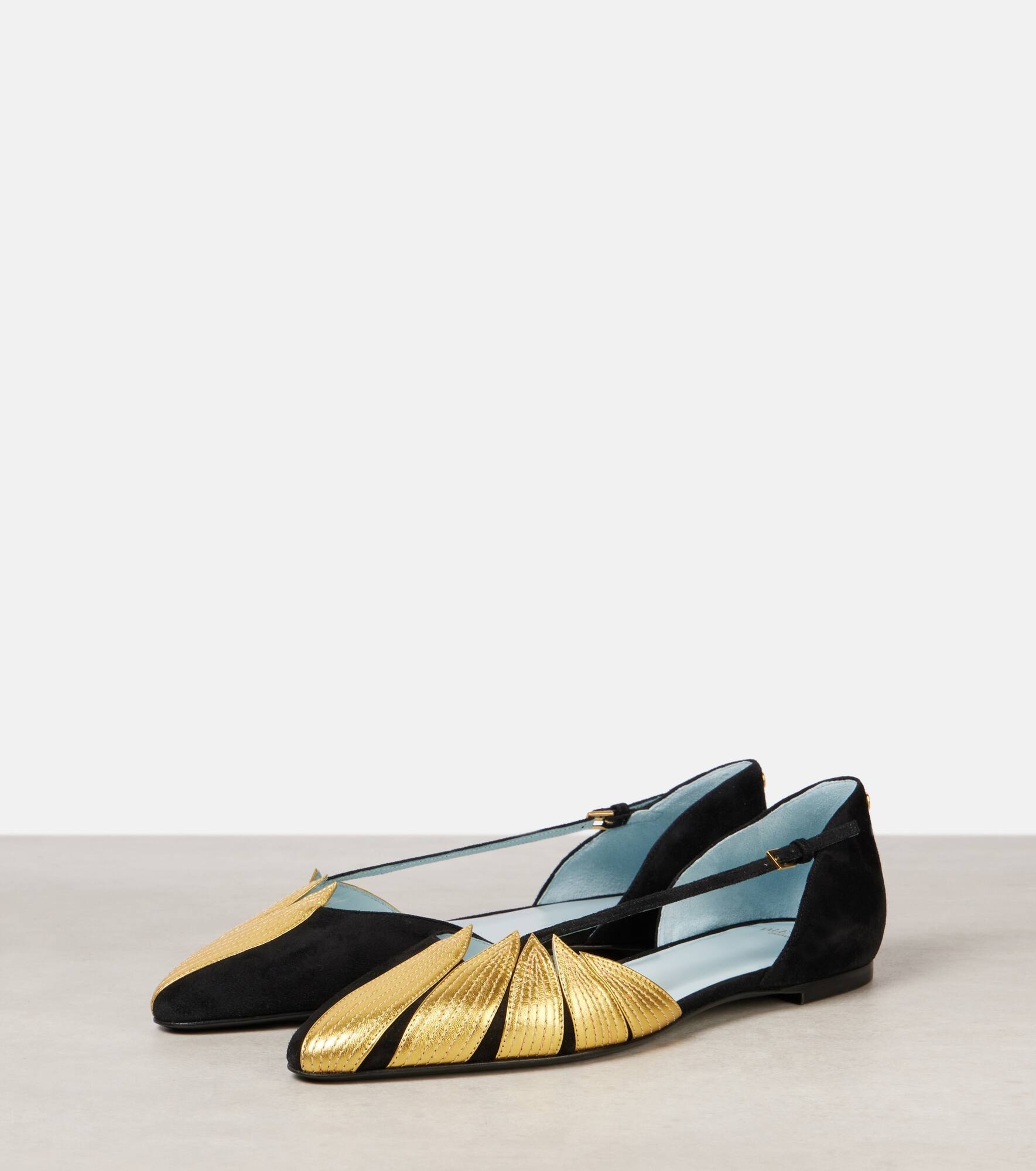 Foliefoliage suede and leather ballet flats - 4