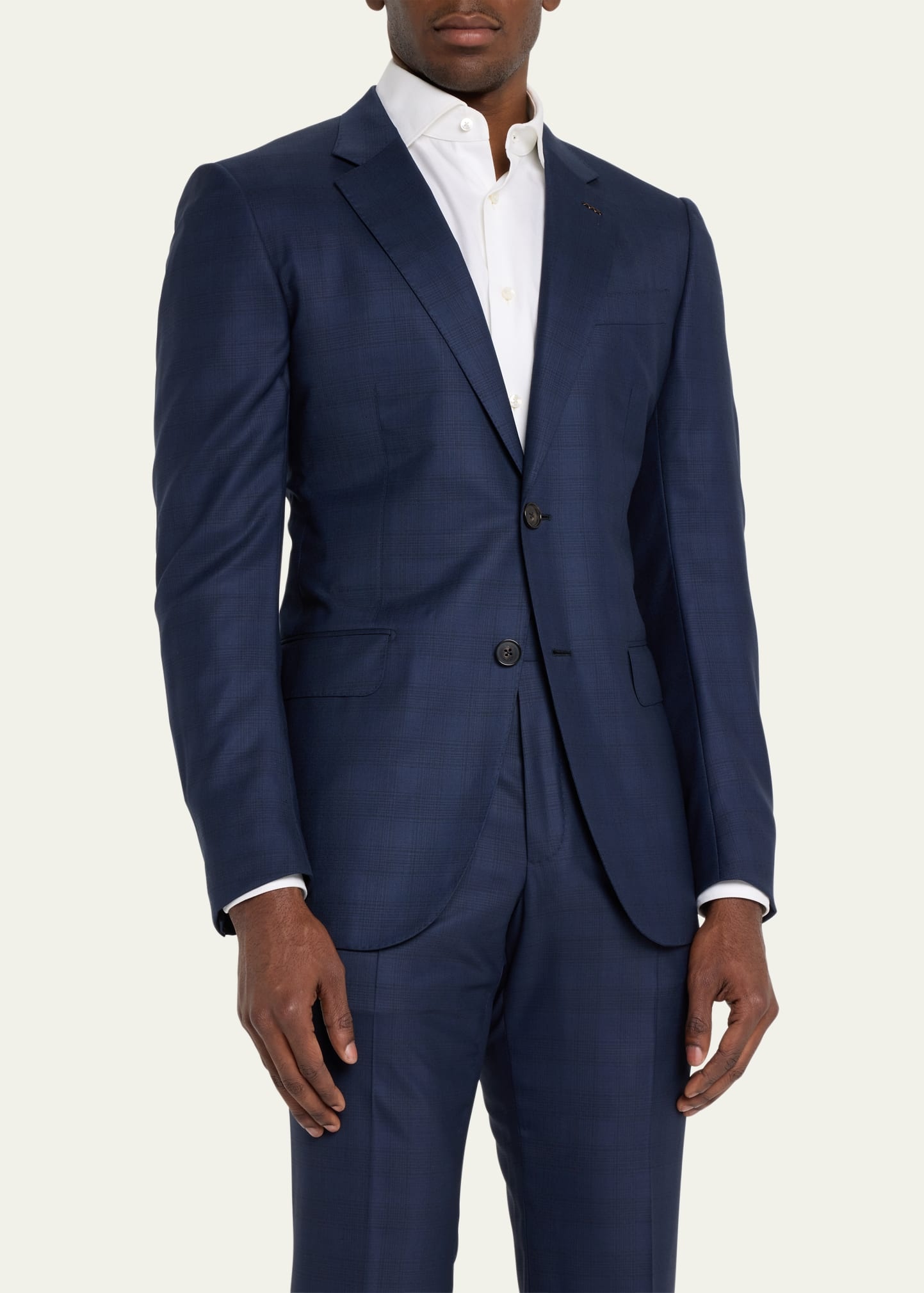 Men's Centoventimila Tonal Plaid Wool Suit - 4