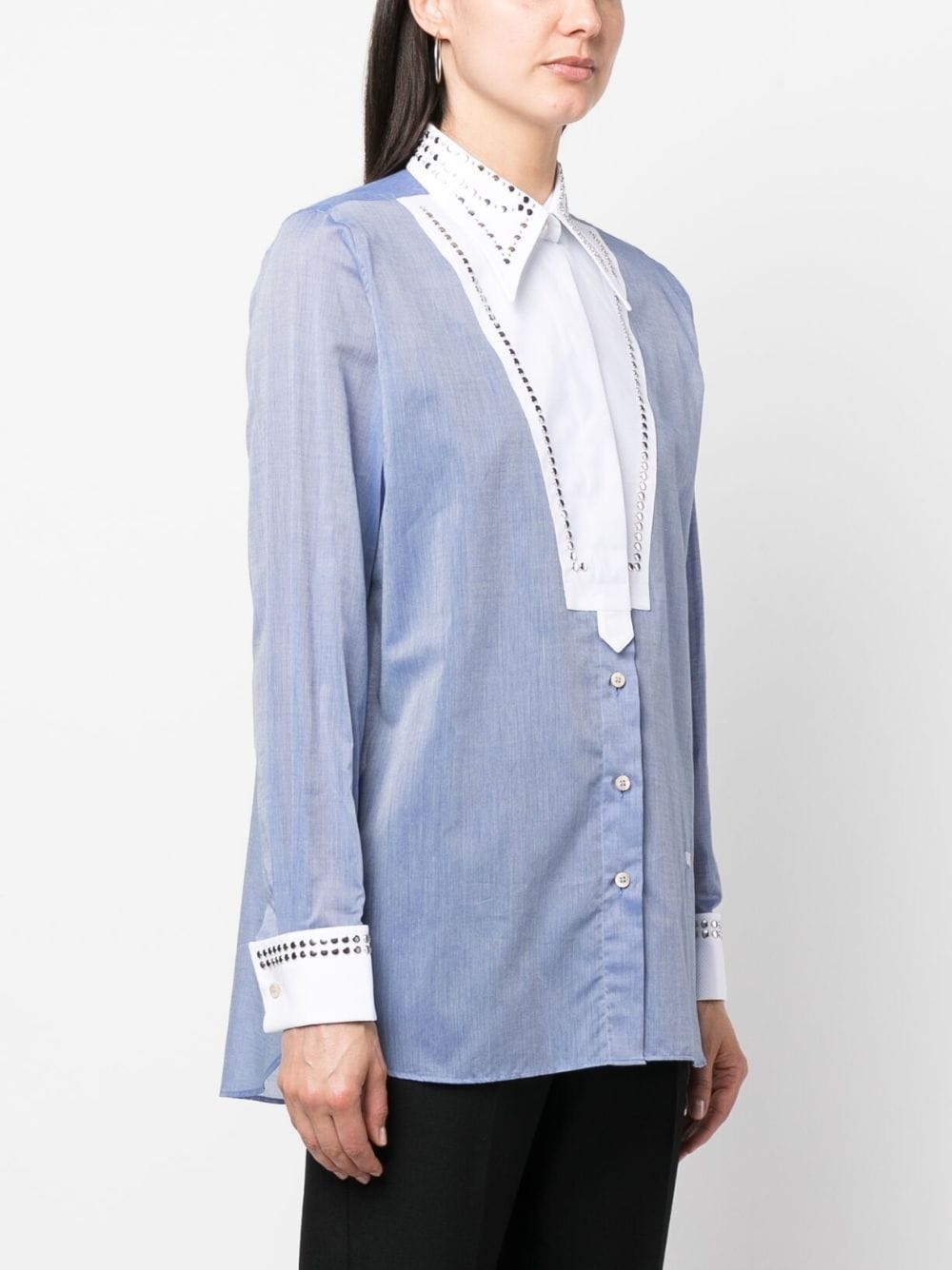 stud-embellished bib shirt - 3