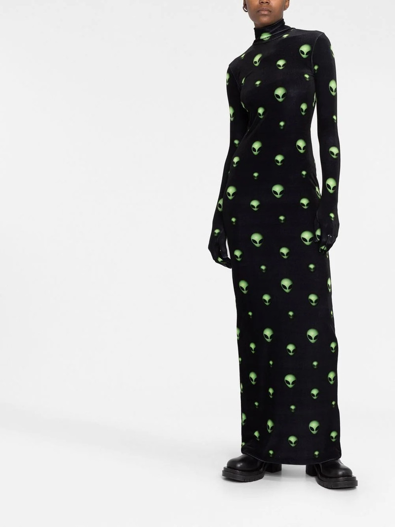 VETEMENTS graphic-print long-sleeved maxi dress outlook