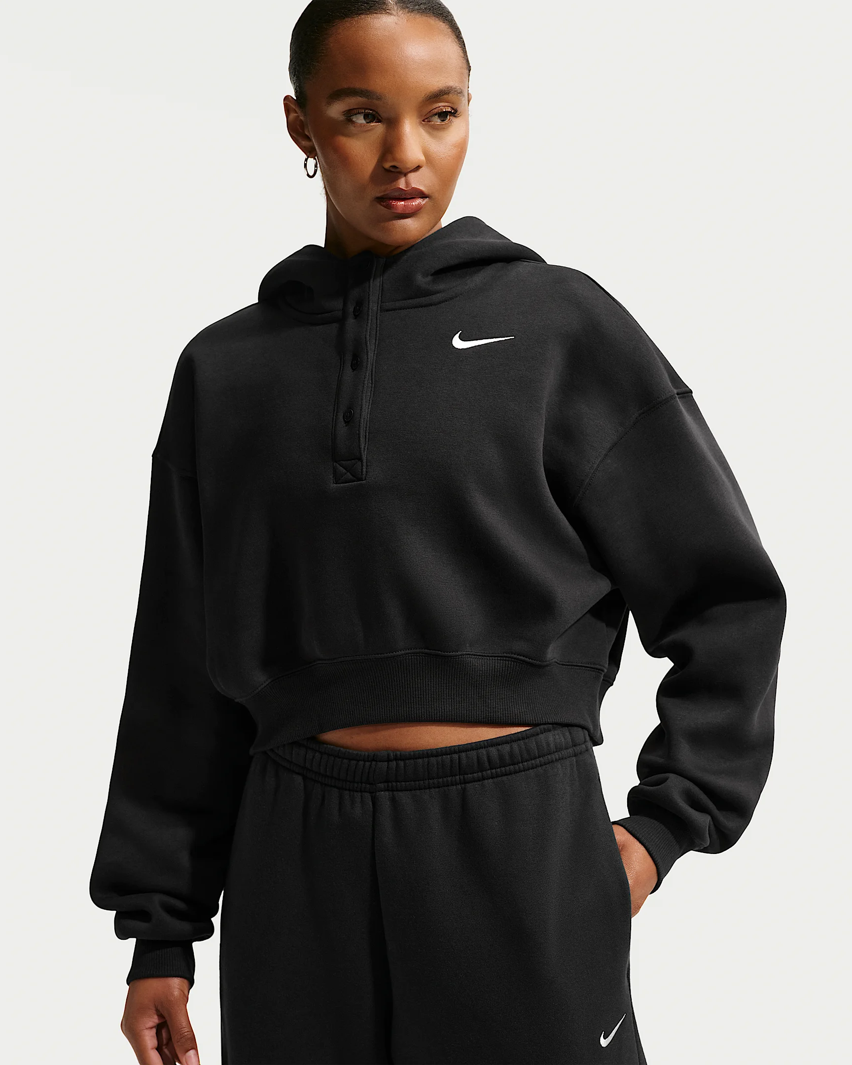 Nike Sportswear Phoenix Fleece Women's Oversized Cropped Henley Hoodie - 1