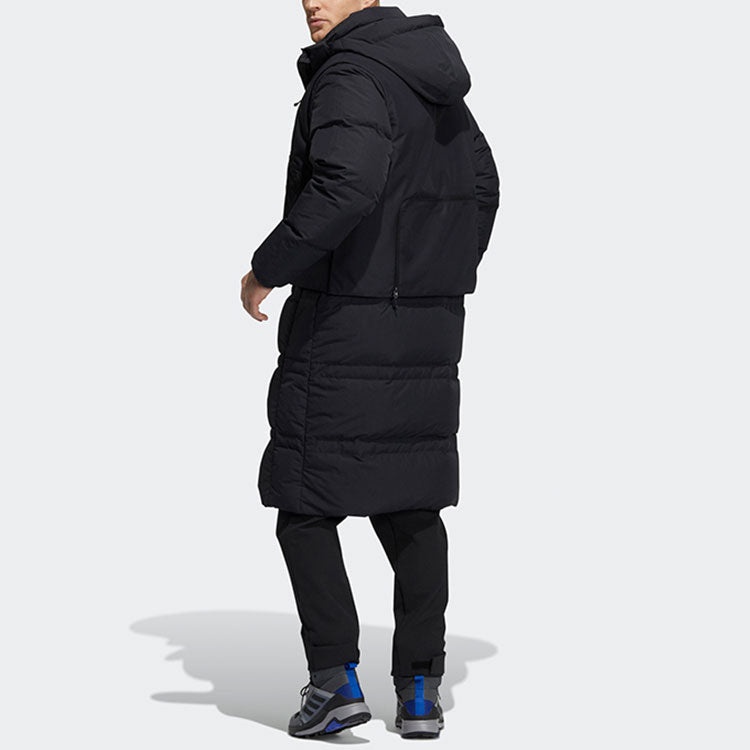 adidas Outdoor Sports Detachable Vest Long Hooded With Down Feather Jacket Black H13853 - 6