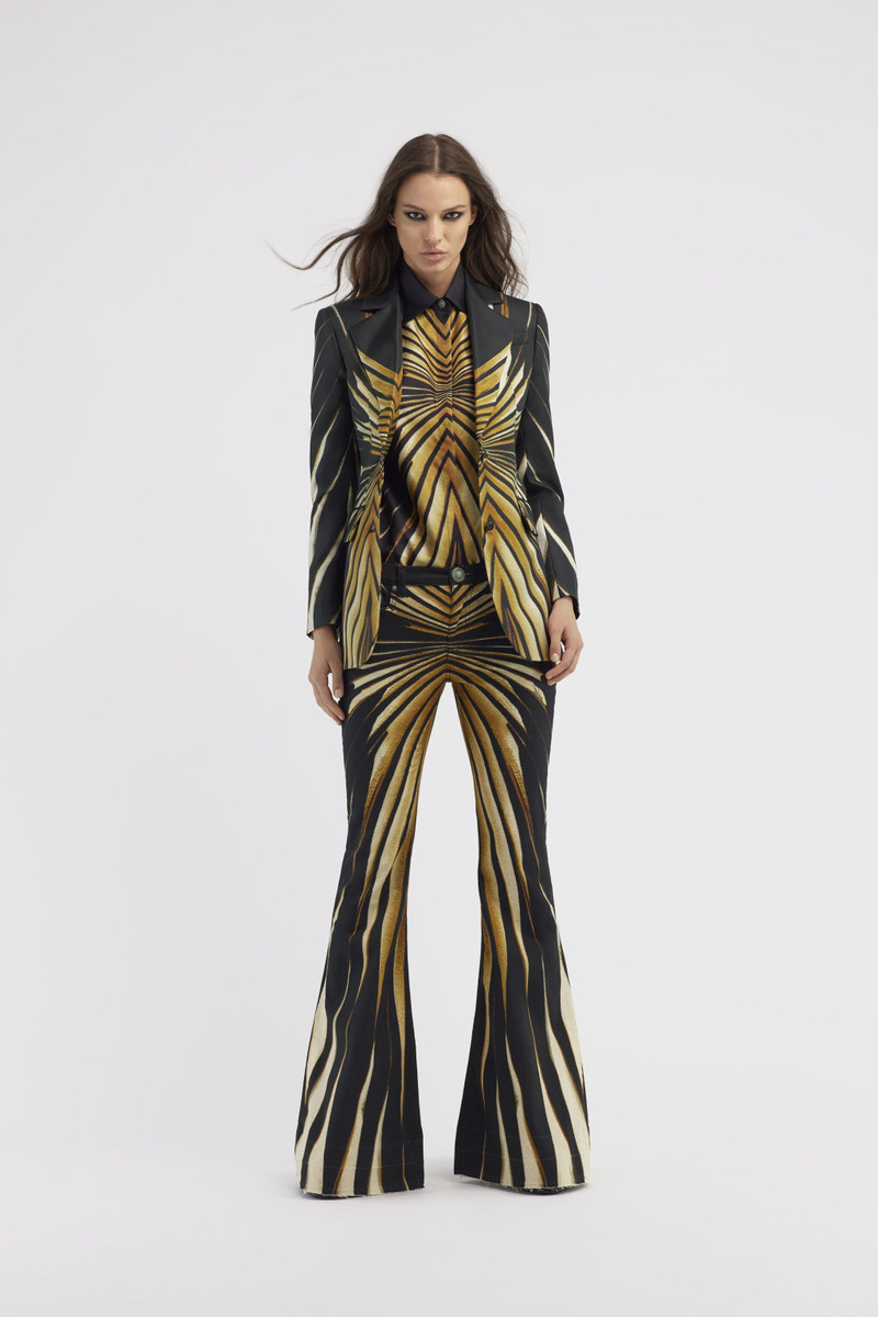 Roberto Cavalli Flared jeans with Ray of Gold print outlook