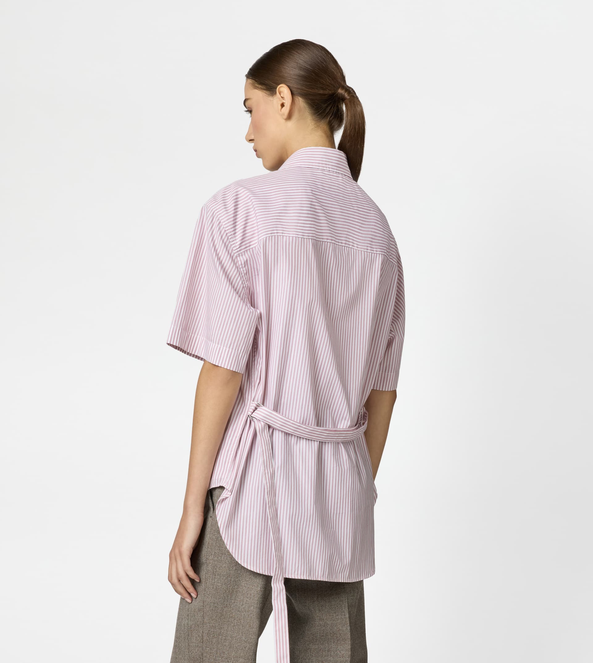 DOUBLE COLLAR SHIRT IN POPLIN - PINK, WHITE - 5