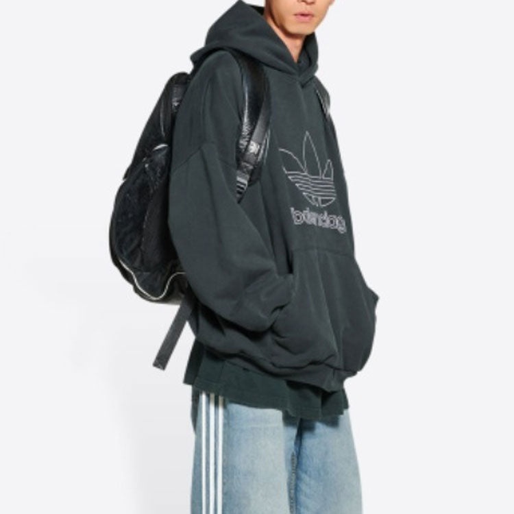 Balenciaga x adidas Logo Oversized Hoodie 'Green White' 712396TNVA93775 - 3