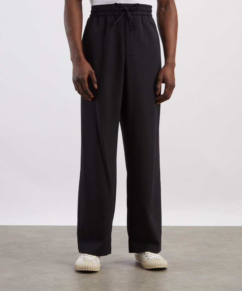 AMI Paris Black Wool Elasticated Waist Trousers outlook