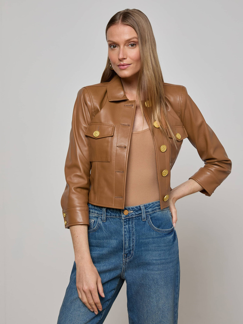 L'AGENCE Kumi Cropped Leather Jacket outlook