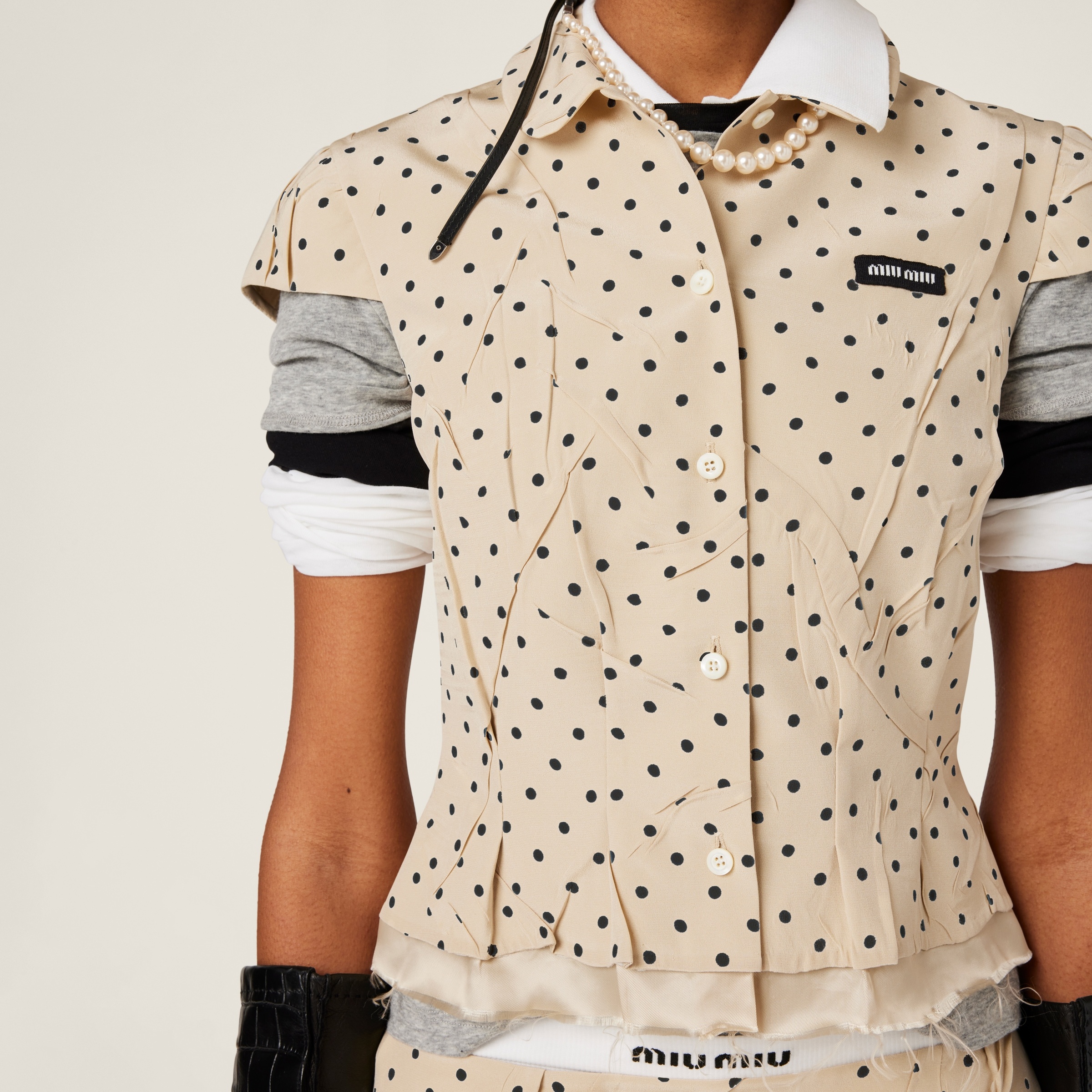 Polka-dot crepe de chine shirt - 4