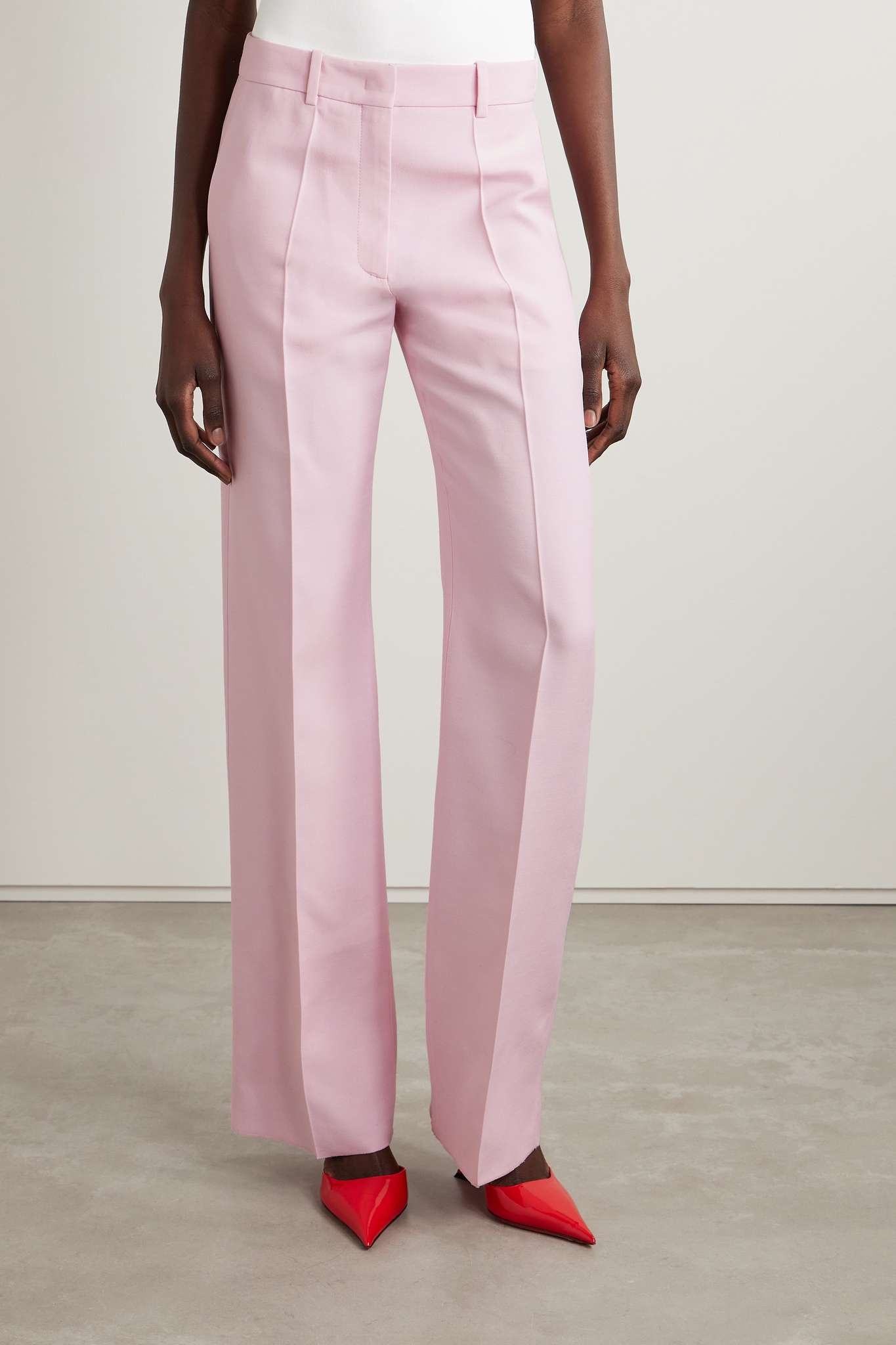 Wool and silk-blend crepe straight-leg pants - 3