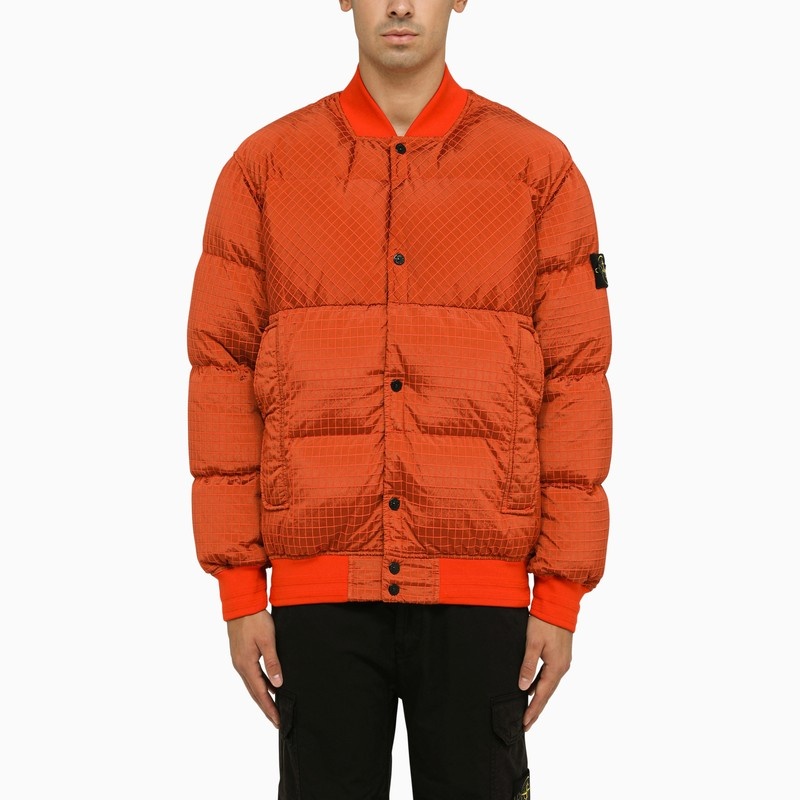 Stone Island Orange Nylon Bomber Jacket Men - 1