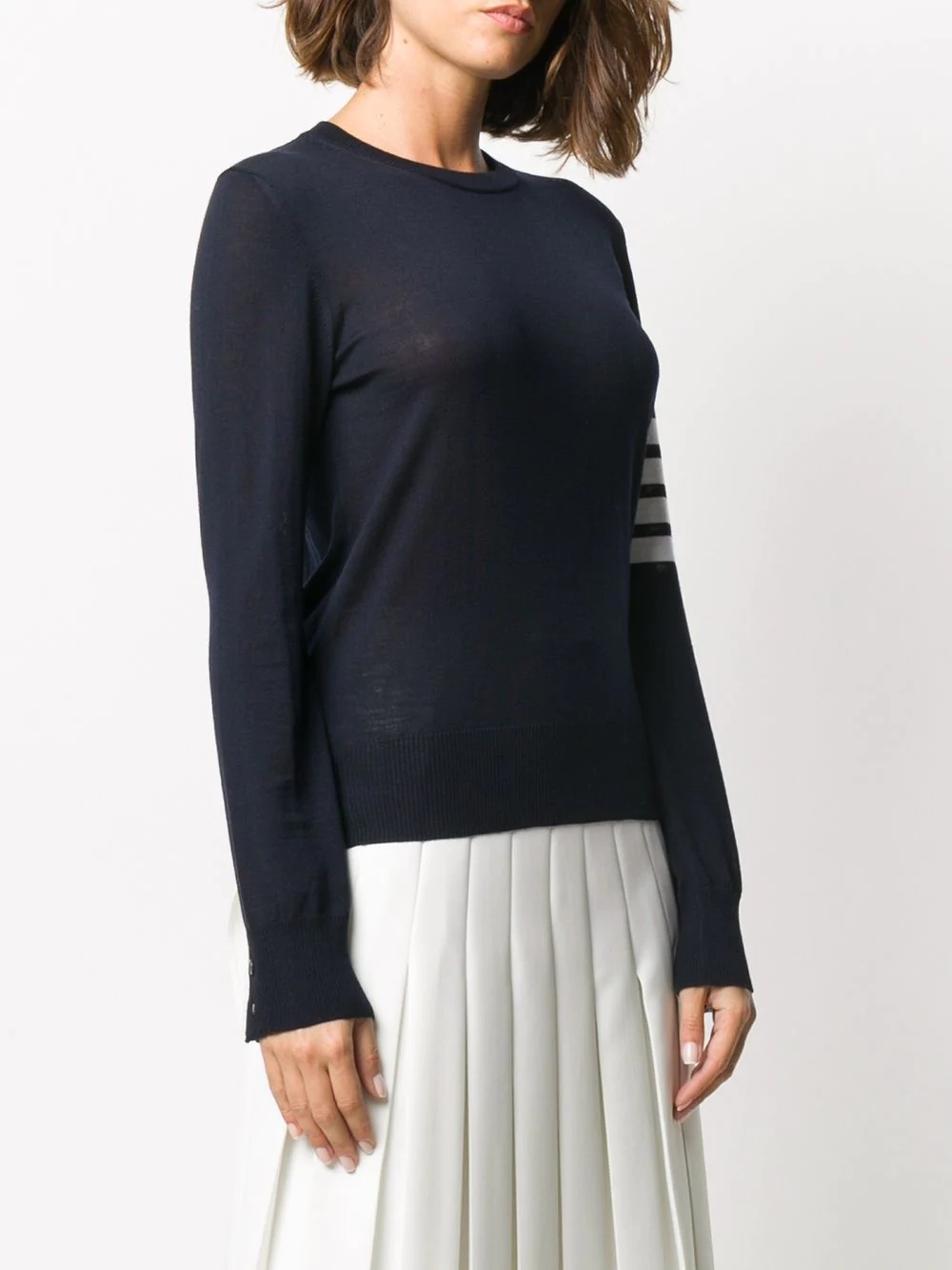 striped-sleeve merino-wool knit jumper - 3