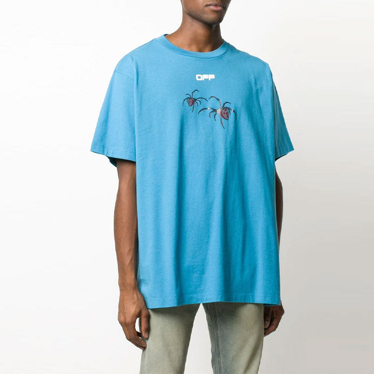 Off-White Arachno Arrow Print Printing Short Sleeve Loose Fit Blue OMAA038S201850013088 - 3