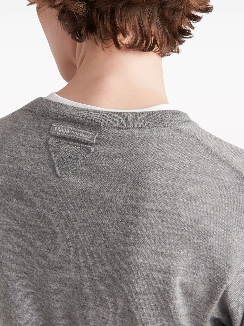 triangle-logo cashmere knitted top - 5