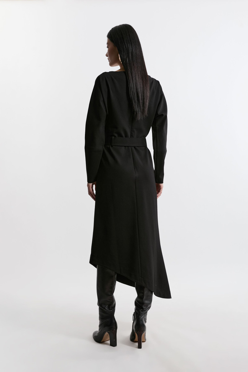 Waterfall Hem Belted Ponte Jersey Maxi Dress 5
