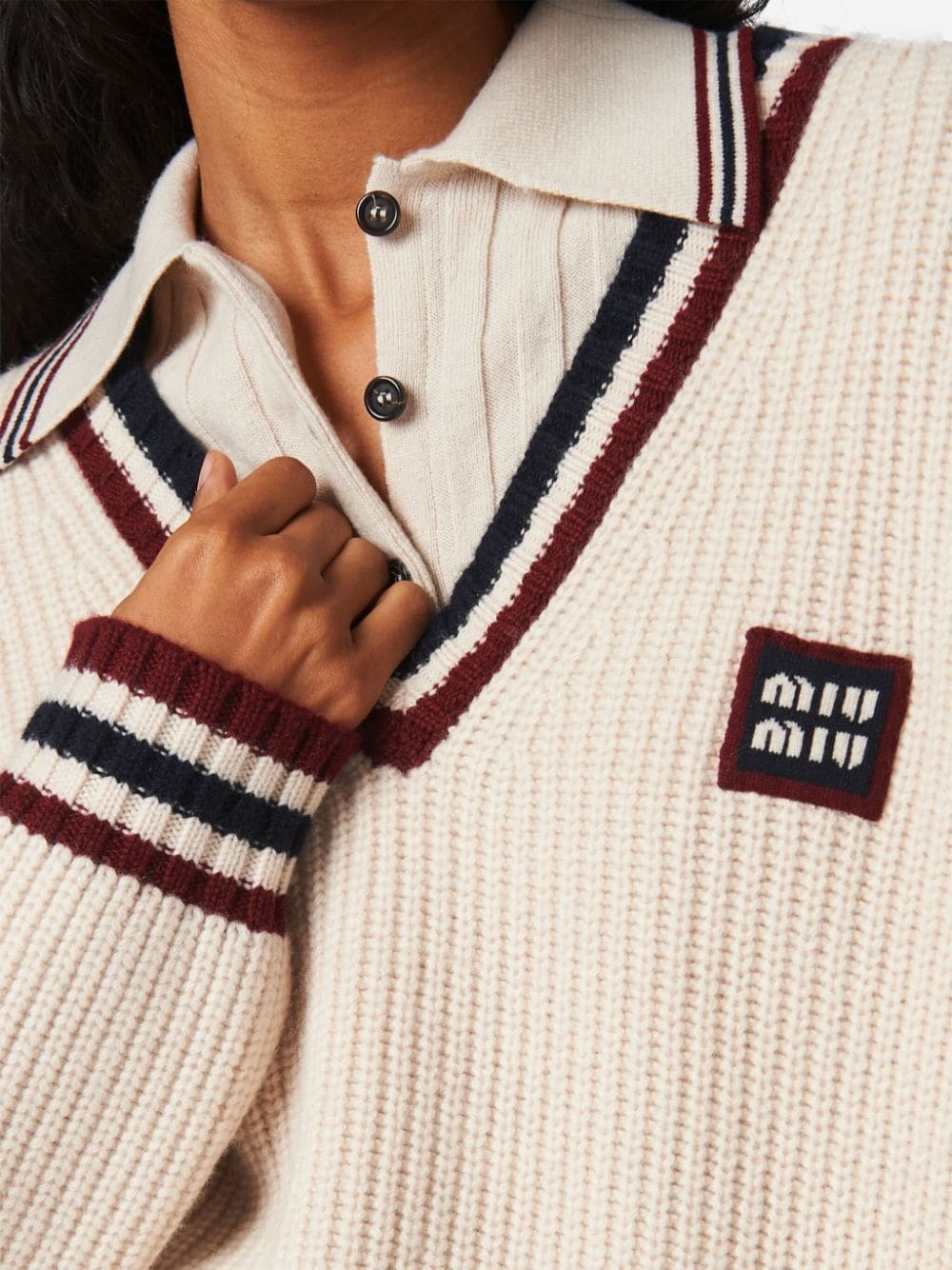 stripe-trim cashmere jumper - 5