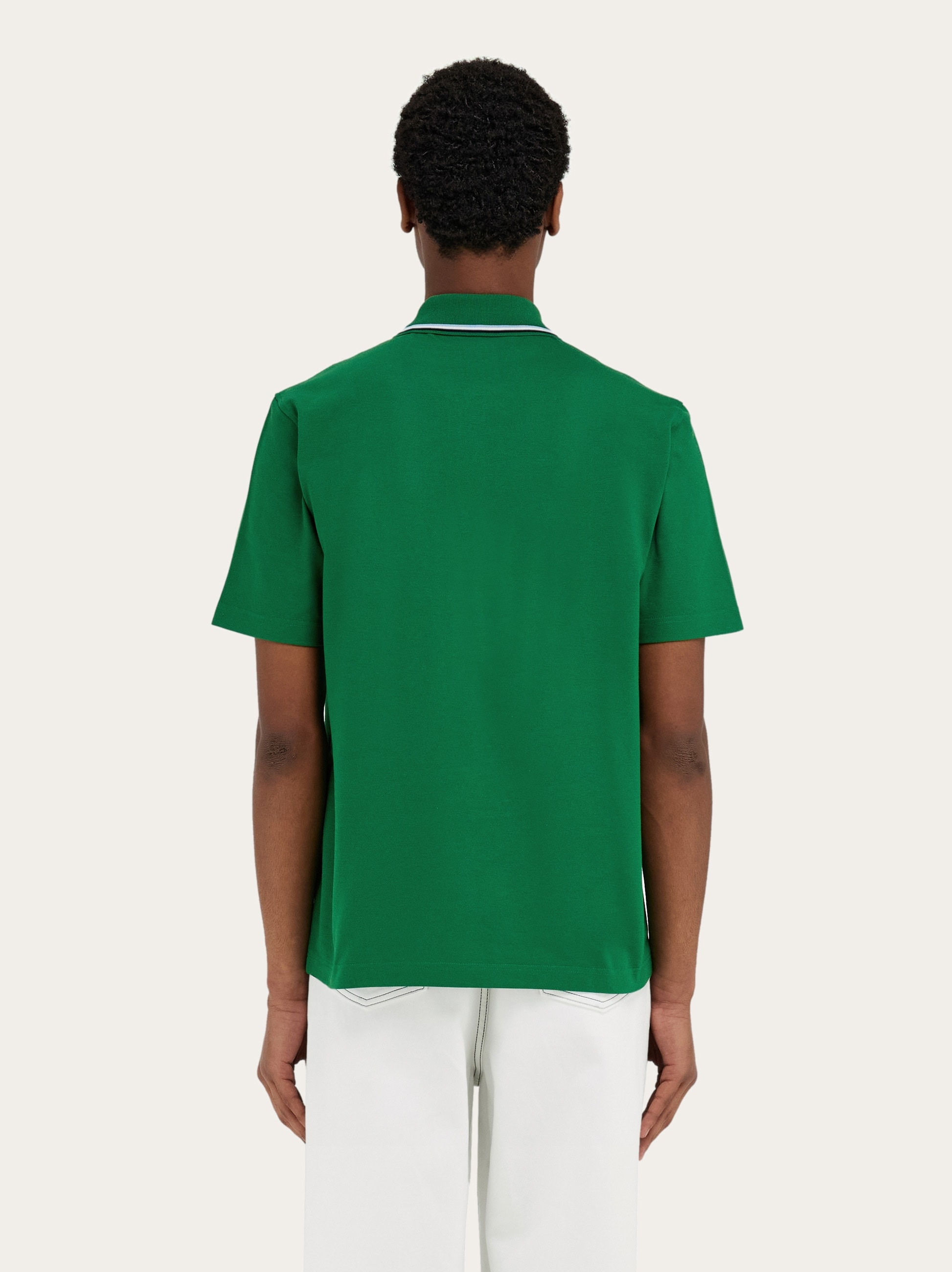 Cotton polo shirt with signature - 3