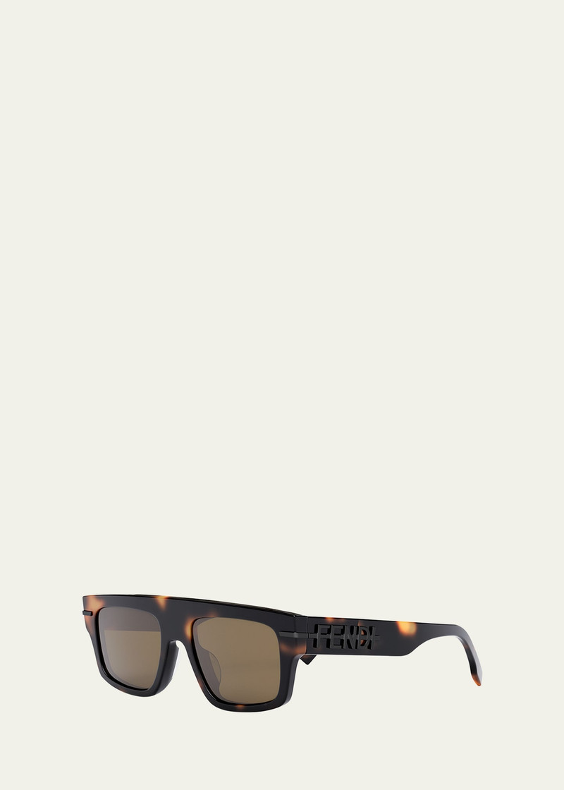 FENDI Men's Fendigraphy Acetate Rectangle Sunglasses outlook