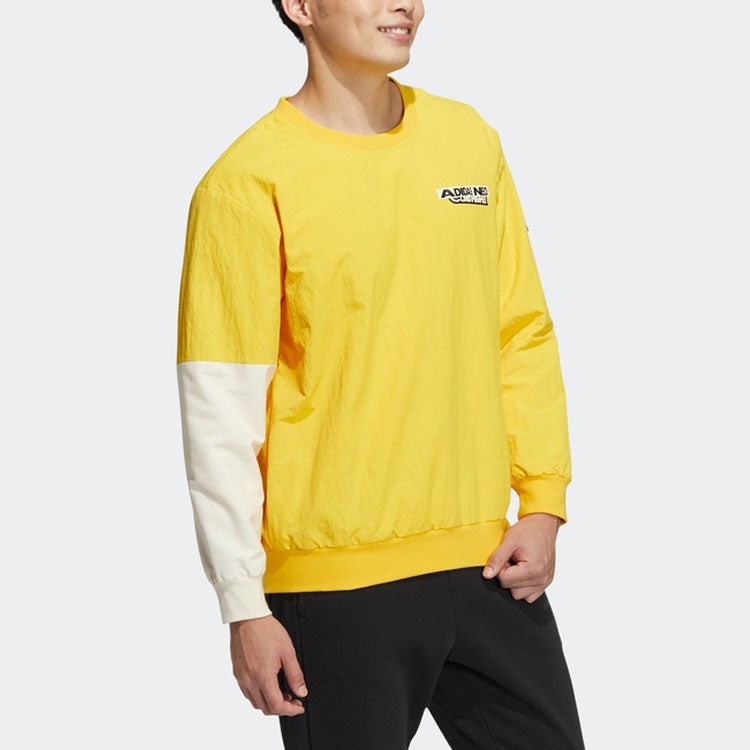 Men's adidas neo Colorblock Loose Alphabet Round Neck Long Sleeves Yellow HD4637 - 3