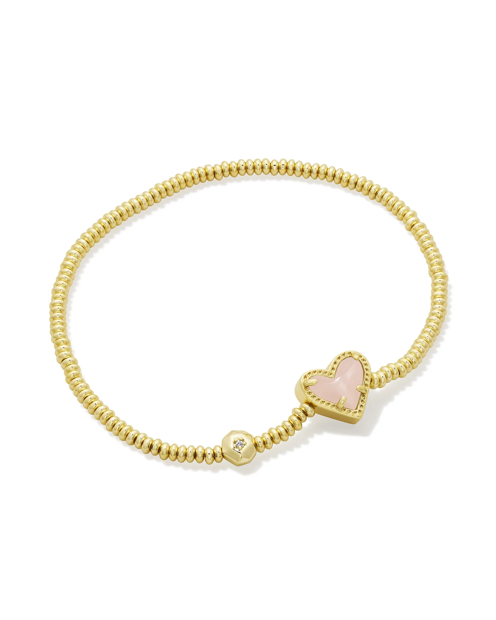 Ari Heart Gold Stretch Bracelet in Rose Quartz - 1