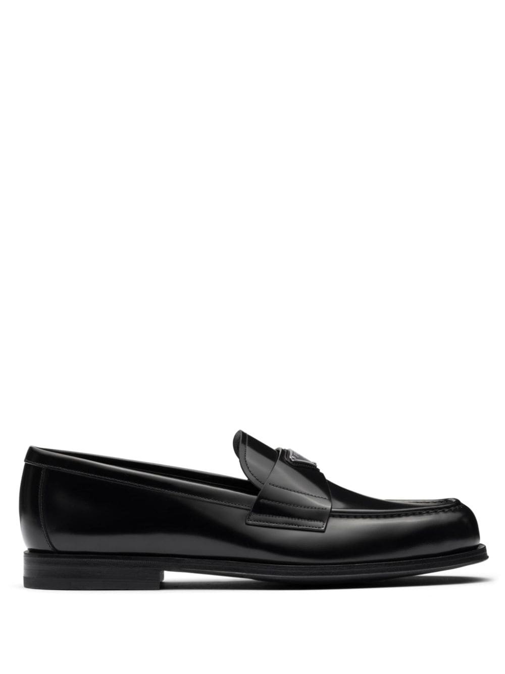 triangle-logo brushed-leather loafers - 1