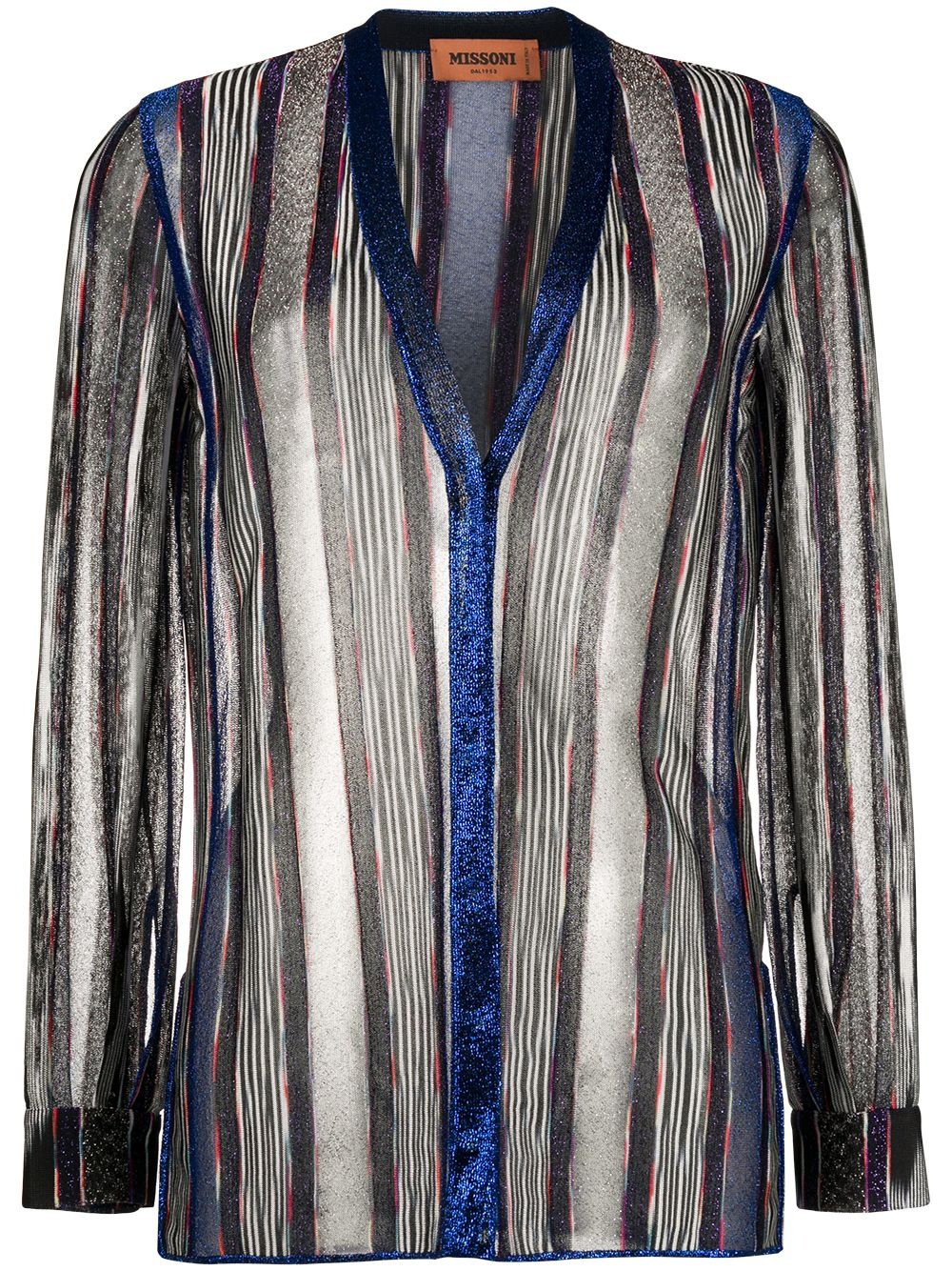 transparent striped button-up cardigan - 1