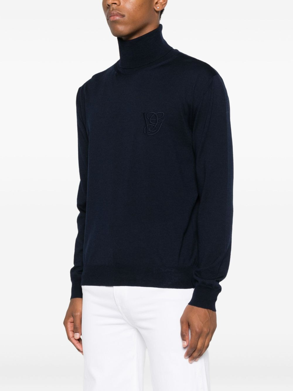 logo-embroidery turtleneck sweater - 3