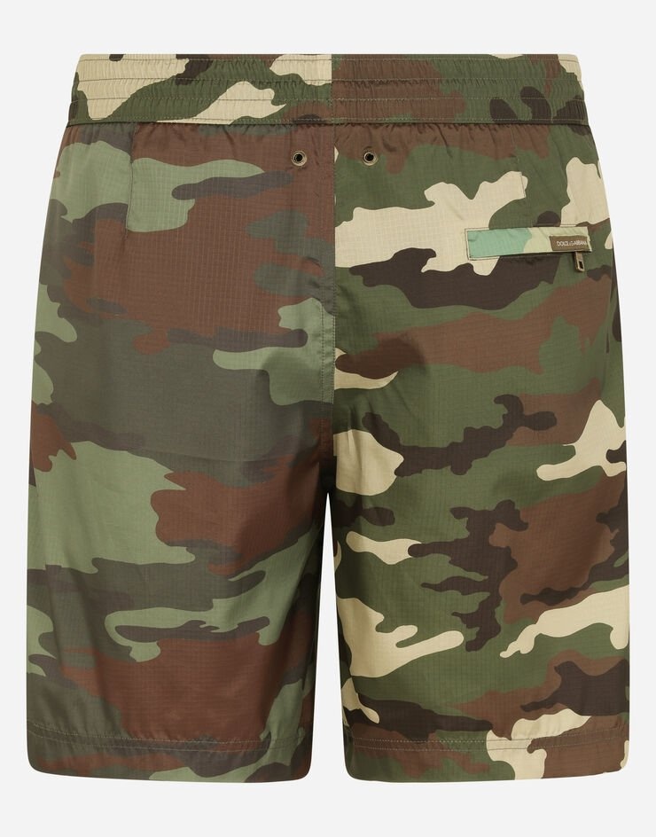 Mid-length swim trunks with camouflage patchwork design - 3