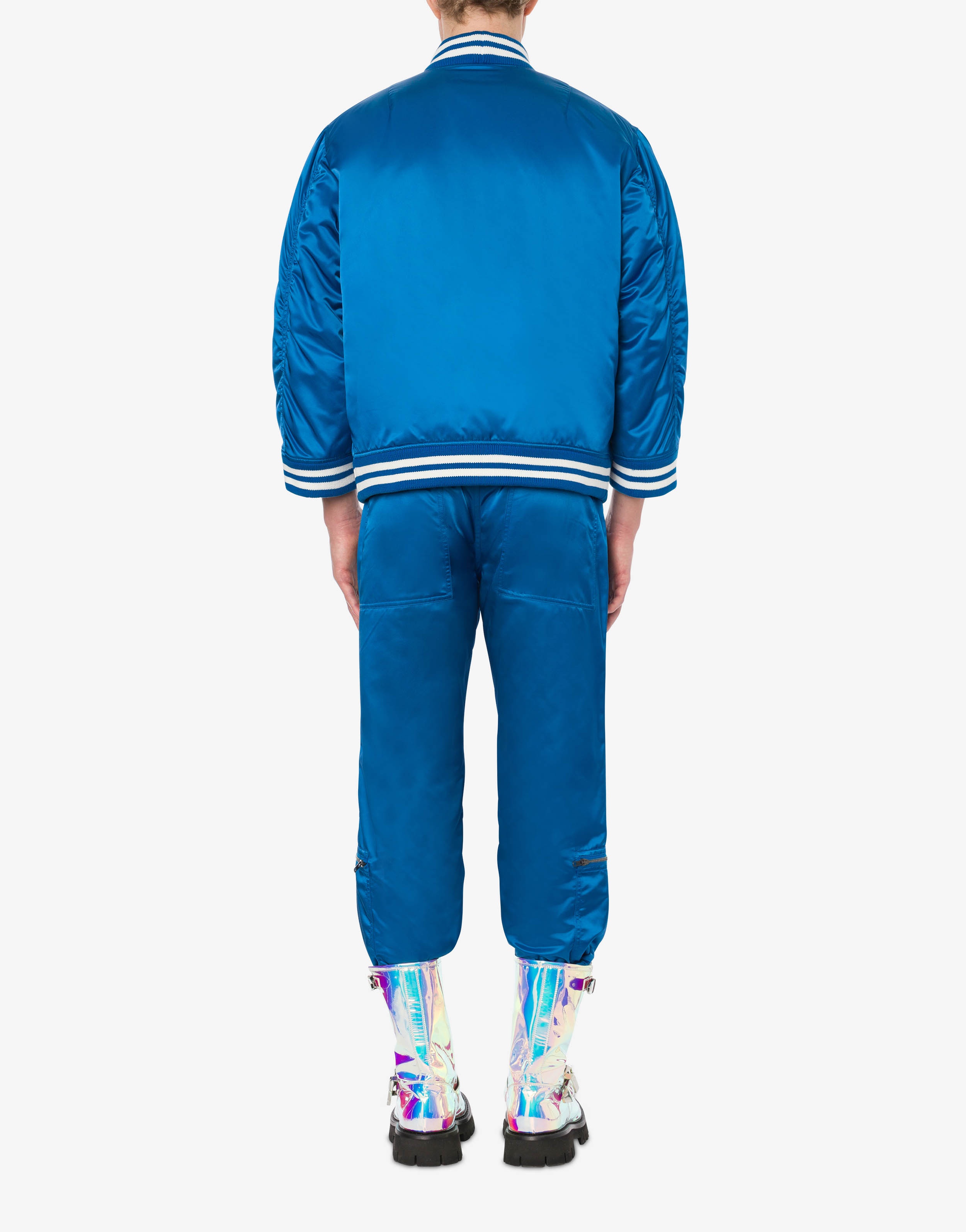 MOSCHINO VARSITY SHINY SATIN BOMBER - 3