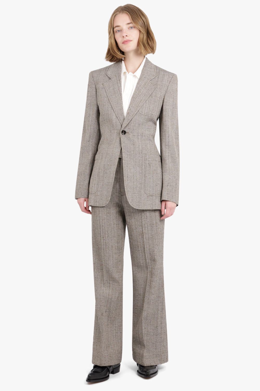KNOTTED MELANGE TROUSER | BROWN/WHITE - 2
